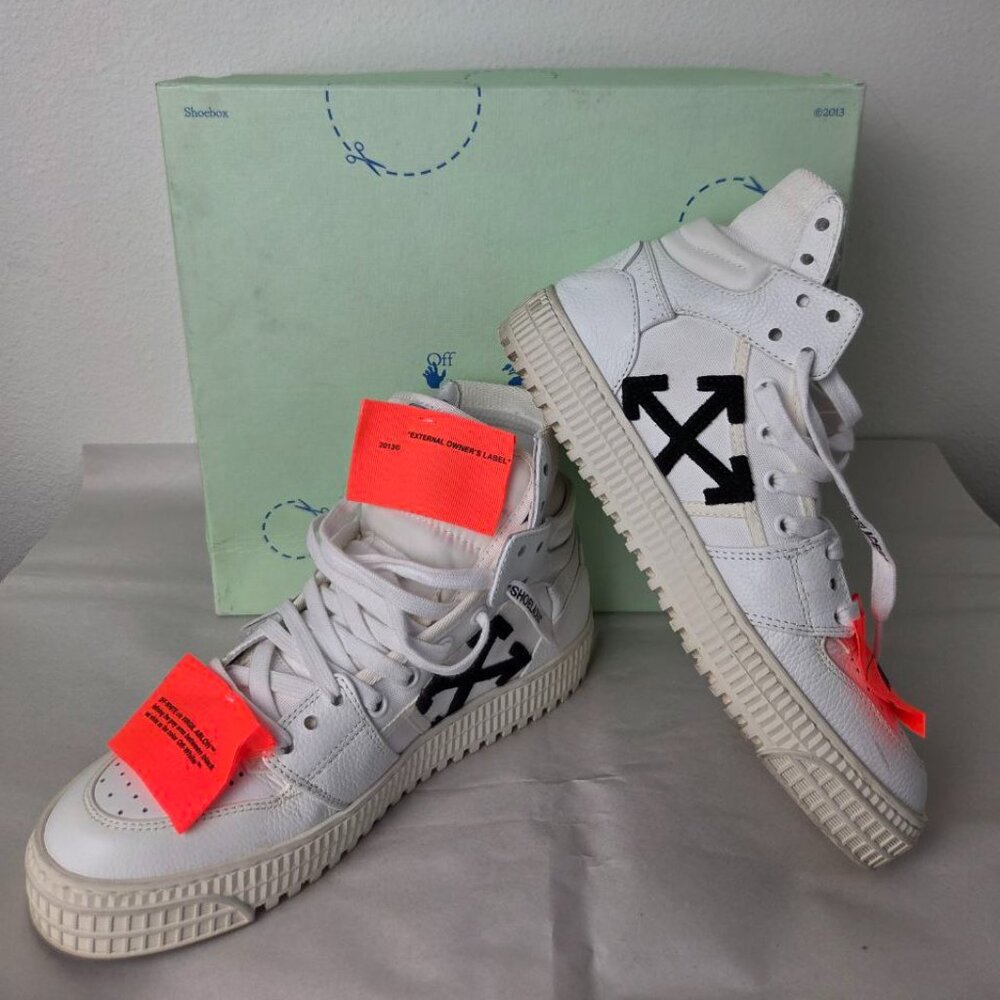 Off White 3.0 Off Court High Top Sneakers US 8 EU 38 White Black Box Dust Bag